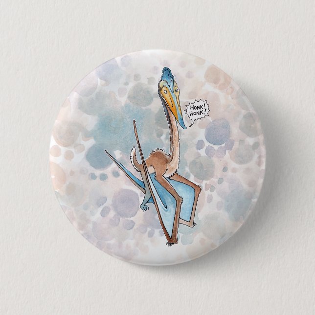 Silly Cartoon Quetzalcoatlus Pterosaur 2 Inch Round Button (Front)