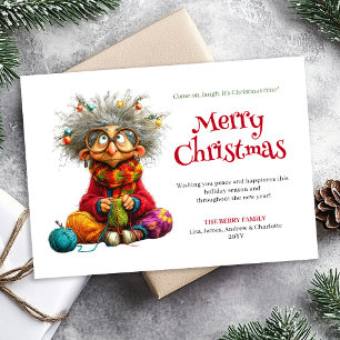 Silly Cartoon Woman Editable Holiday Greeting