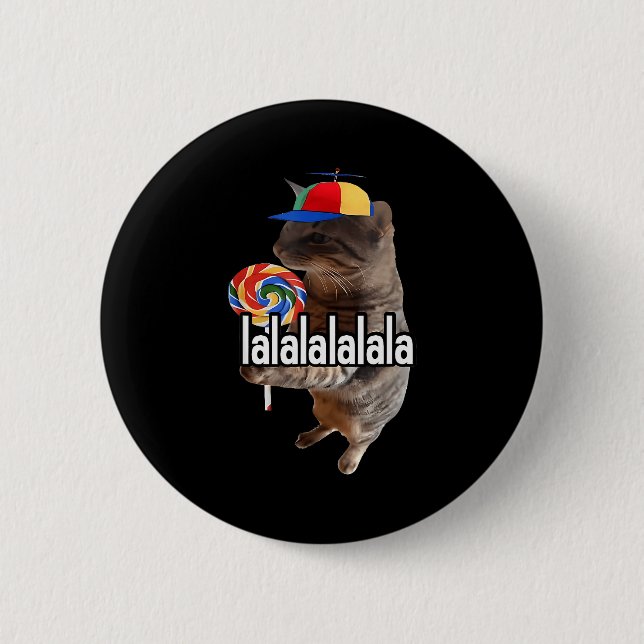 Silly Cat With Lollip Meme  2 Inch Round Button (Front)