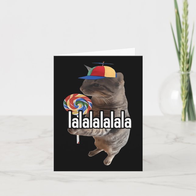Silly Cat With Lollipop Meme  Card (Front)