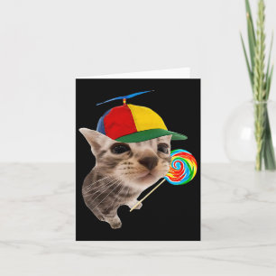 Silly Cat With Lollipop Meme  Card