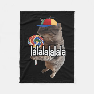 Silly Cat With Lollipop Meme Fleece Blanket