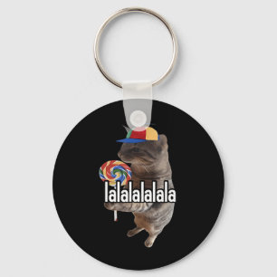 Silly Cat With Lollipop Meme  Keychain