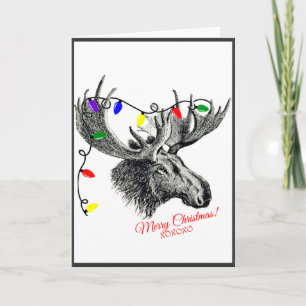 Silly Christmas Moose with Holiday Lights Card