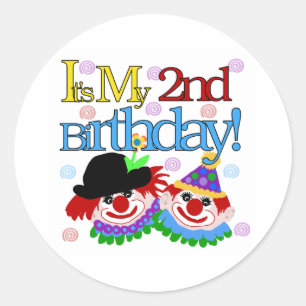 Silly  Clowns 2nd Birthday Classic Round Sticker