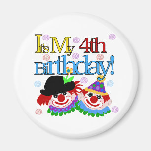Silly Clowns 4th Birthday Magnet