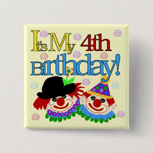 Silly Clowns 4th Birthday Tshirts and Gifts 2 Inch Square Button
