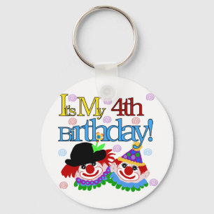 Silly Clowns 4th Birthday Tshirts and Gifts Keychain