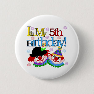 Silly Clowns 5th Birthday 2 Inch Round Button