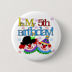Silly Clowns 5th Birthday Tshirts and Gifts 2 Inch Round Button