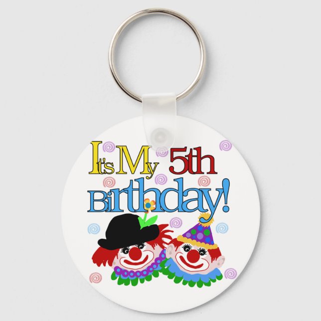 Silly Clowns 5th Birthday Tshirts and Gifts Keychain (Front)