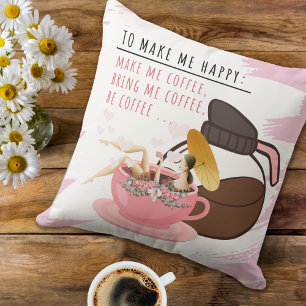 Silly Coffee Mug   Girl in a Mug Pillow