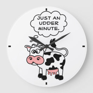 Silly Cow Just An Udder Minute Country Large Clock