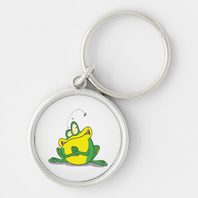 silly cute froggy patience for the fly keychain (Front)