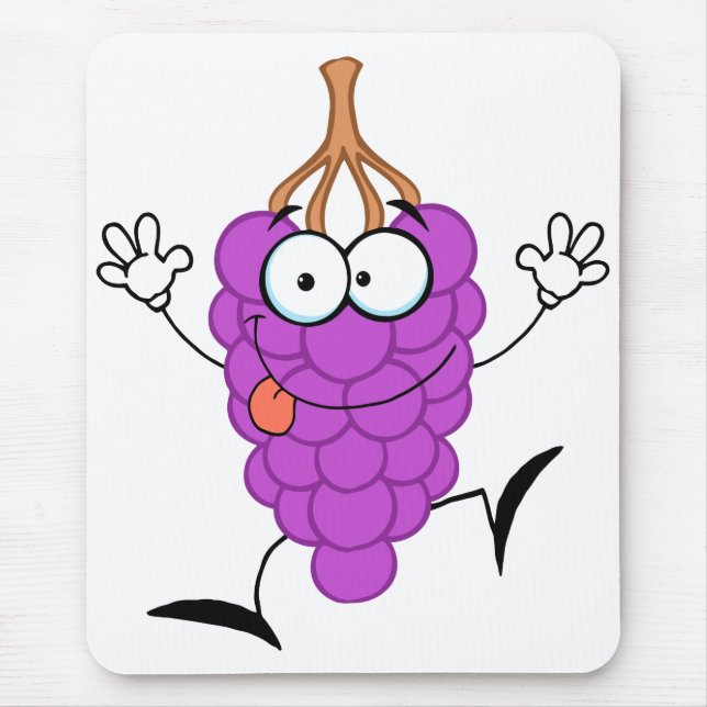 silly cute funny purple grapes cartoon character mouse pad (Front)