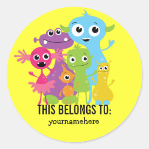 Silly Cute Monster THIS BELONGS TO Stickers