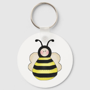 silly cute round bumble bee keychain