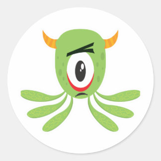 silly cyclops monster classic round sticker