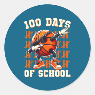 Silly Day School 100 Days 100th Basketball School Classic Round Sticker