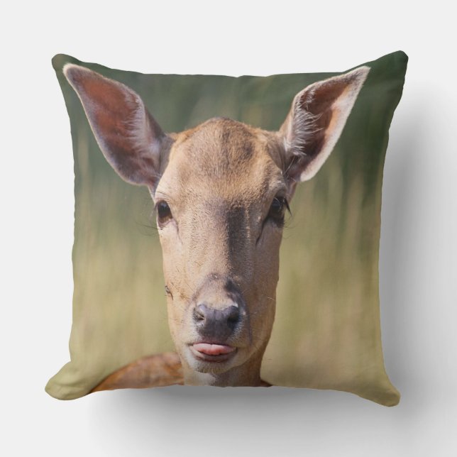 Silly Deer Throw Pillow (Front)