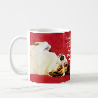 Silly dog on red background coffee mug