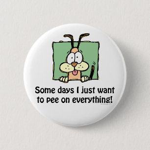 Silly Dog Pee Humour 2 Inch Round Button