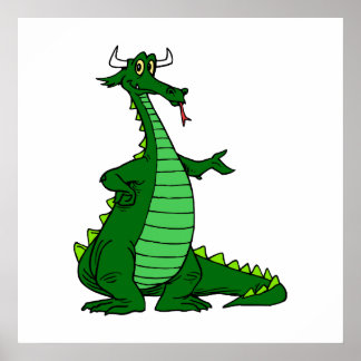 Silly Dragon Green Poster