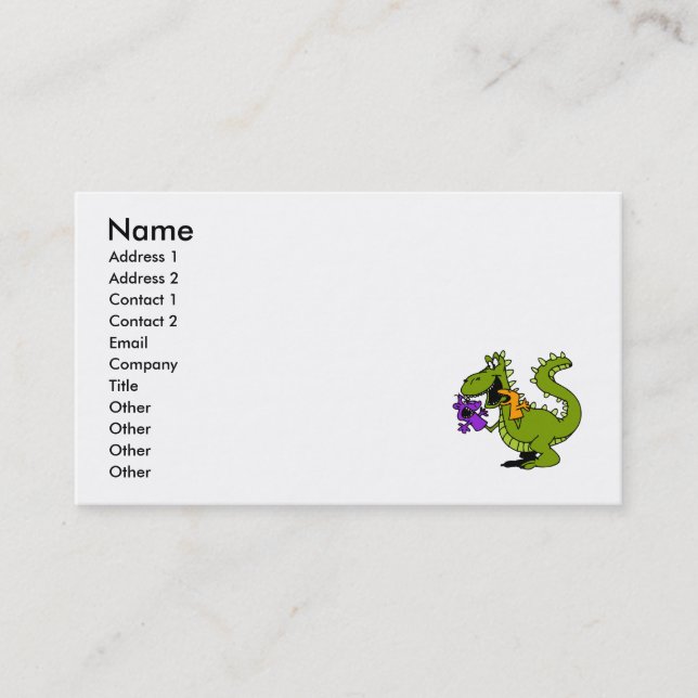 Silly Dragon with Sock Puppets Business Card (Front)