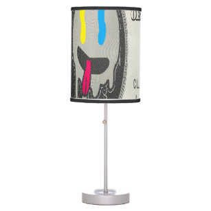 Silly Emoji Graffiti Face Black White Dollar Bill Table Lamp