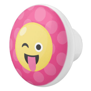 Silly Emoji Polka Dots Ceramic Knob