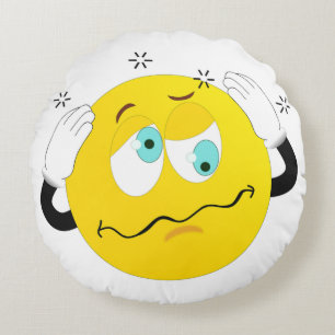 Silly Face Emoji Round Pillow