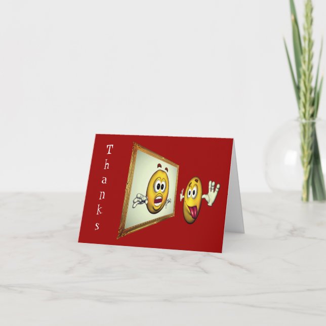 Silly Face Funny Thank You Card (Front)