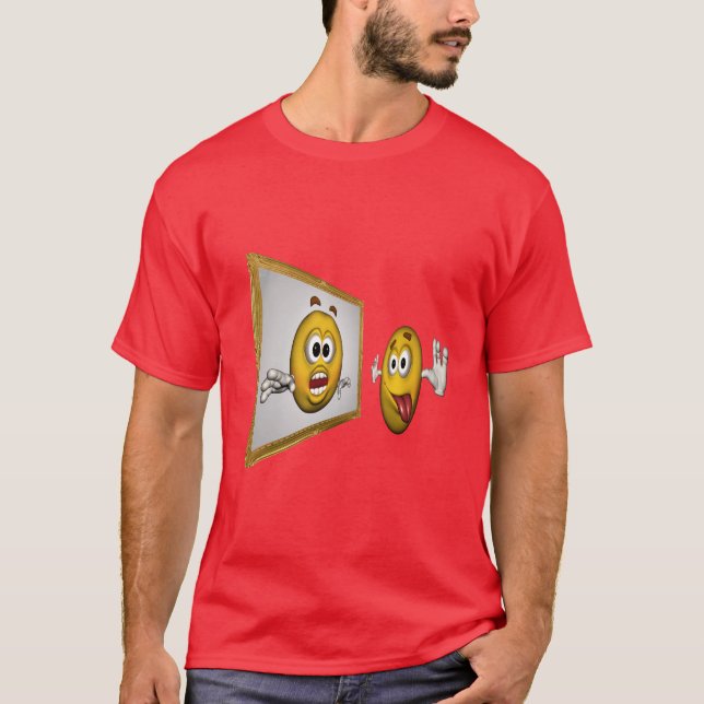 Silly Face In Mirror Funny  T-Shirt (Front)