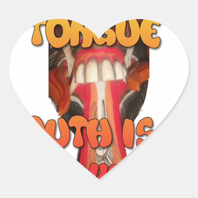 Silly Face: Tongue-Out Expression Humour Heart Sticker (Front)