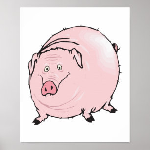 silly fat pig poster