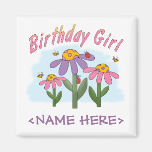 Silly Flowers Birthday Girl Magnet