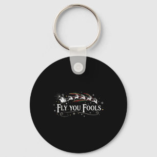Silly Fly You Fools Santa Reindeer Funny Holiday C Keychain