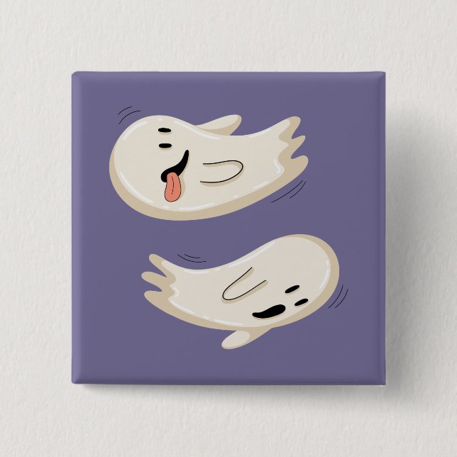 Silly Flying Ghosts 2 Inch Square Button (Front)