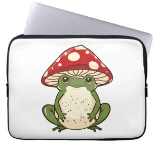 Silly frog fly agaric mushroom laptop sleeve