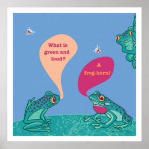 Silly Frogs Art Print - Blue & Green