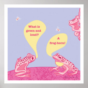 Silly Frogs Art Print - Pink & periwinkle Blue