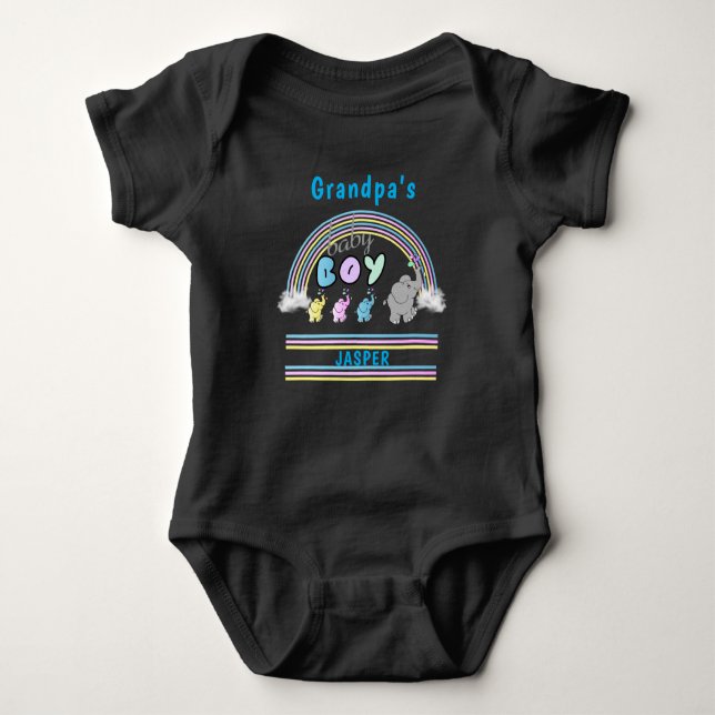 Silly Fun Elephants for a Baby Boy Bodysuit (Front)