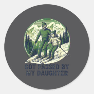Silly Fun Ped Skiing Got Daughter Daughter Classic Round Sticker