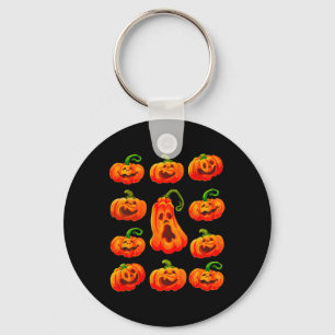 Silly Funny Halloween Pumpkin Faces Spooky Jack-o- Keychain