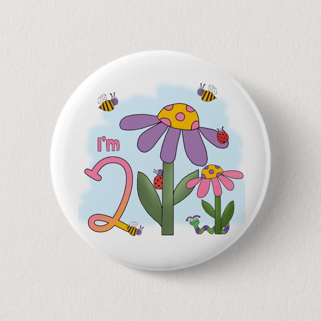 Silly Garden 2nd Birthday 2 Inch Round Button (Front)