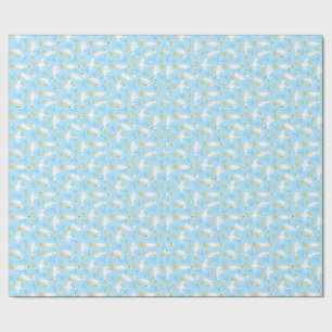 Silly Geese and Coquette Bows White on Light Blue  Wrapping Paper