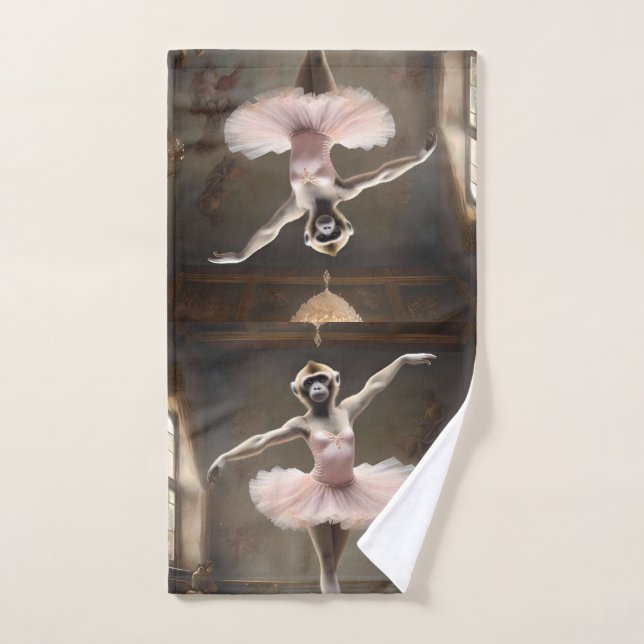 Silly Gibbon Ballerina Doing A Pirouette, Hand Towel (Hand Towel)