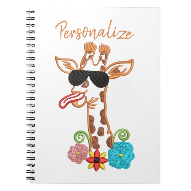 Silly Giraffe Sunglasses Funny Face Sarcastic Notebook (Front)
