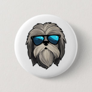 Silly Glasses Lhasa Apso Classic T-Shirt 2 Inch Round Button