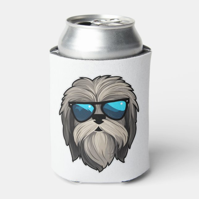 Silly Glasses Lhasa Apso Classic T-Shirt Can Cooler (Can Front)